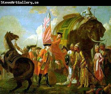 Francis Hayman Lord Clive meeting with Mir Jafar at the Battle of Plassey in 1757